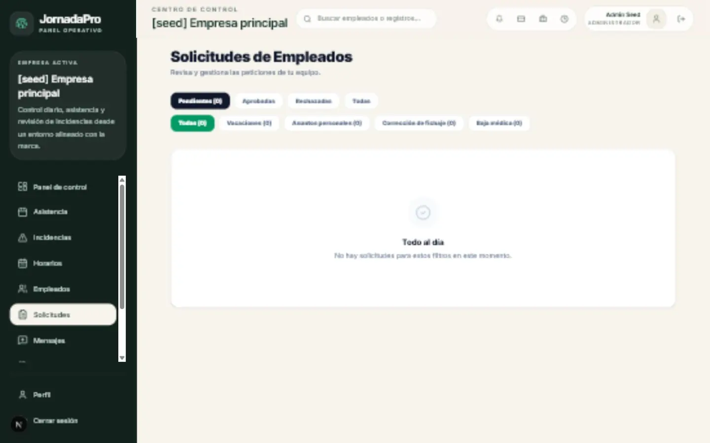 Gestión de solicitudes de empleados en JornadaPro